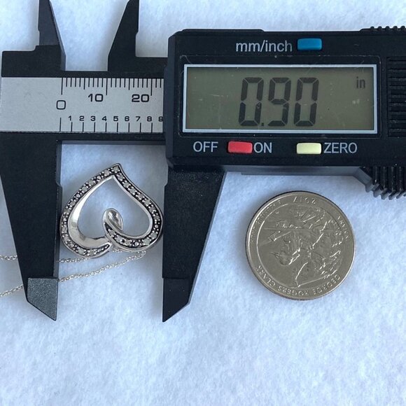 Sterling Silver 925 AFJC Diamond Asymmetric Heart Pendant Necklace 18" Chain - Picture 15 of 16